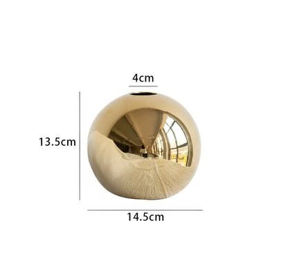 Luxurious Gold Ceramic Round Vase