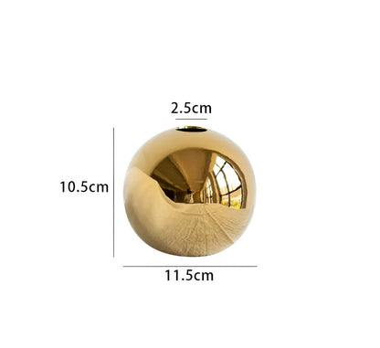 Luxurious Gold Ceramic Round Vase