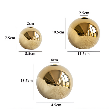 Luxurious Gold Ceramic Round Vase