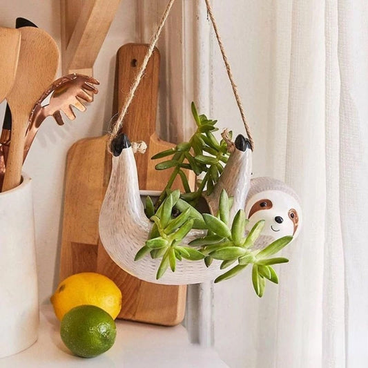 Colorful Ceramic Planter With Fun Sloth Pattern - Befez