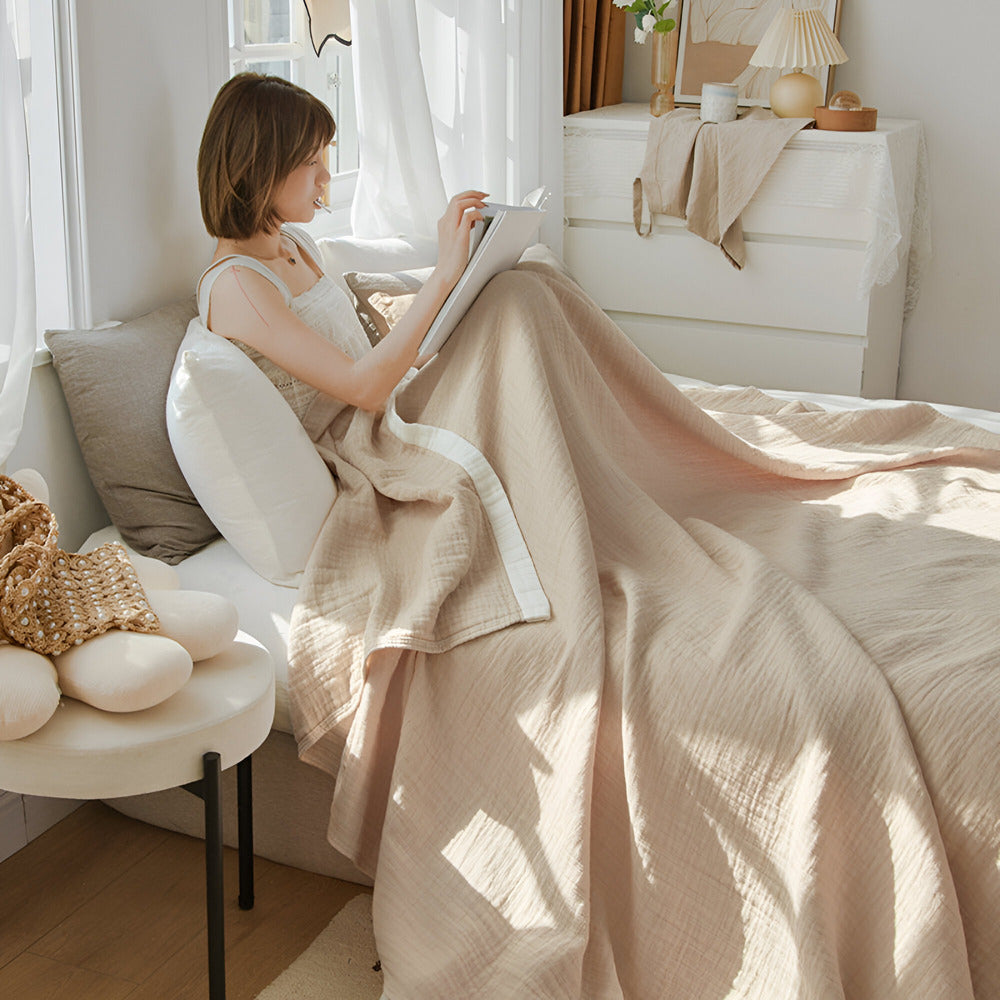 Lightweight Summer Throw Blanket Soft Cotton Layers - Befez