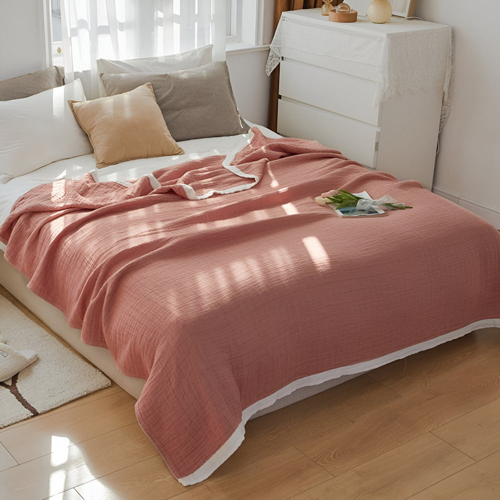 Lightweight Summer Throw Blanket Soft Cotton Layers