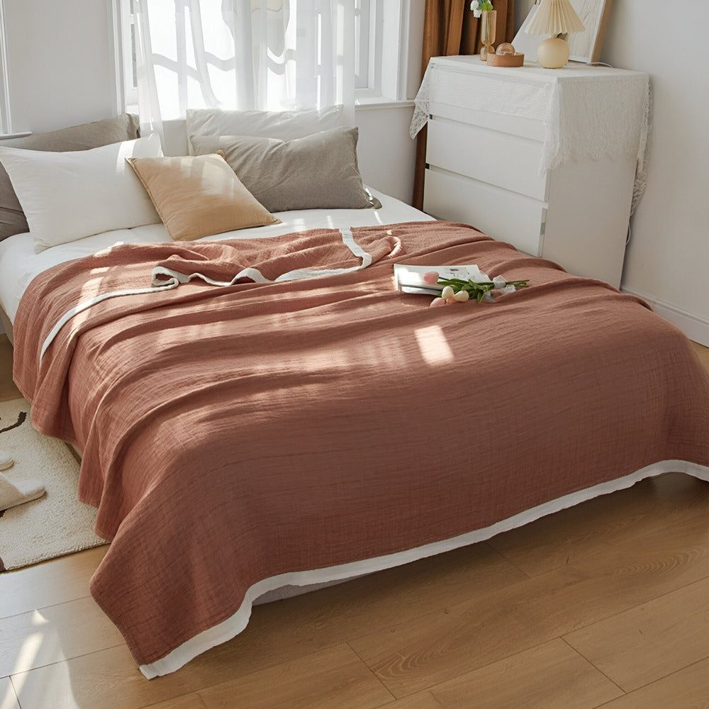 Lightweight Summer Throw Blanket Soft Cotton Layers