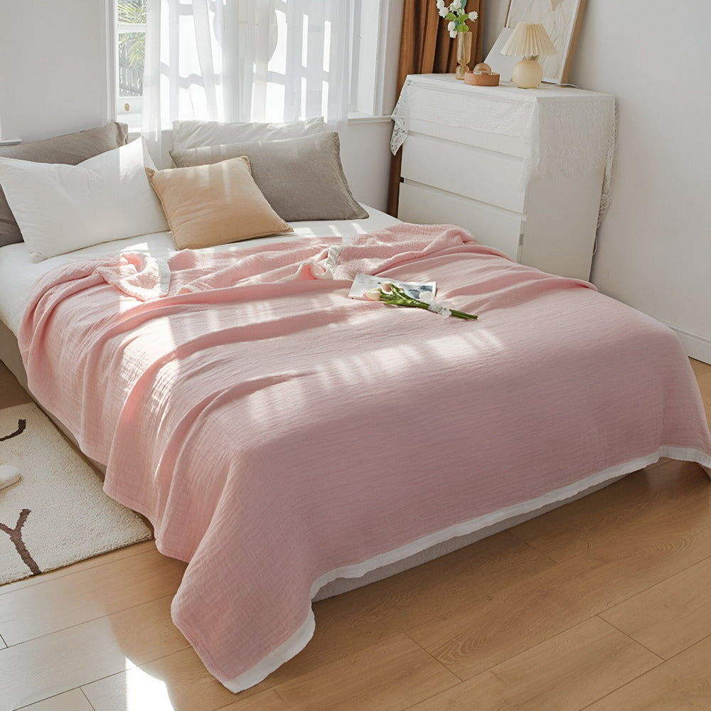 Lightweight Summer Throw Blanket Soft Cotton Layers