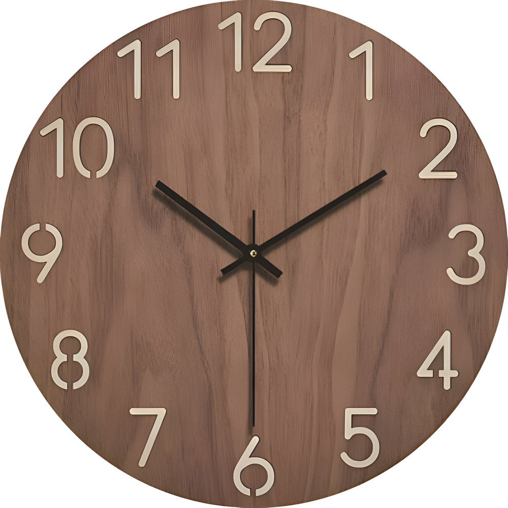 Simple Wooden Wall Clock - Natural Solid Wood Design