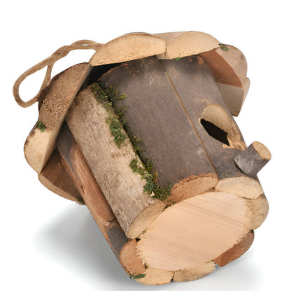 Natural Wood Hanging Bird Feeder House
