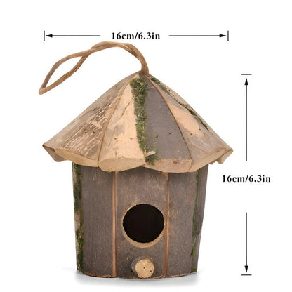 Natural Wood Hanging Bird Feeder House