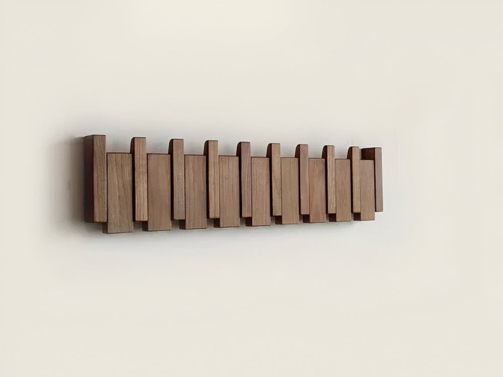 Stylish Wooden Coat Rack in Black and White Keyboard Style