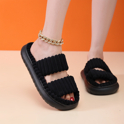 Cozy Fleece Lined Slippers with Cross Strap