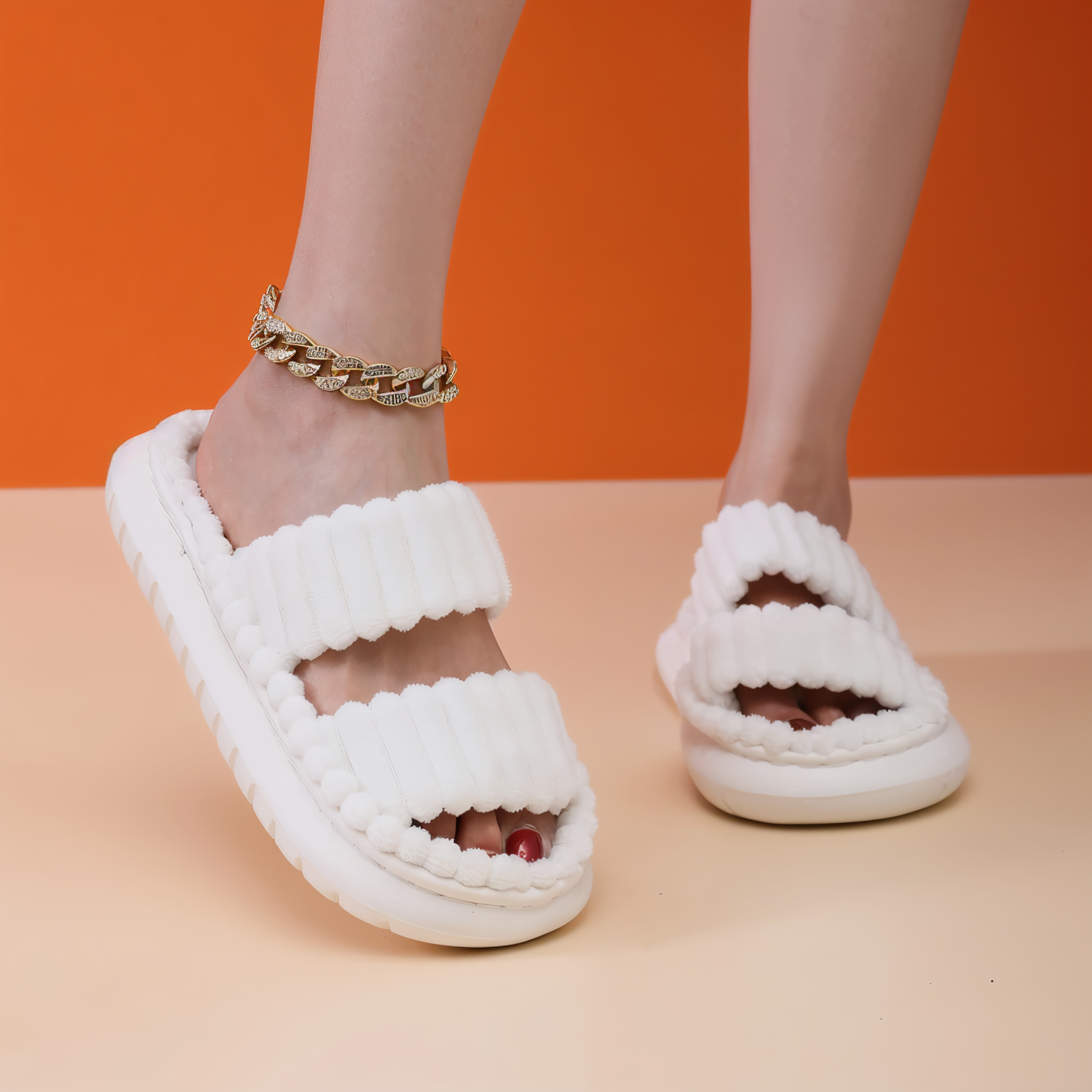 Cozy Fleece Lined Slippers with Cross Strap