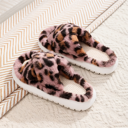Cozy Fleece Lined Slippers with Cross Strap