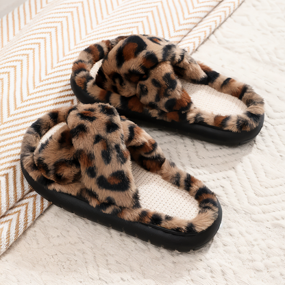 Cozy Fleece Lined Slippers with Cross Strap
