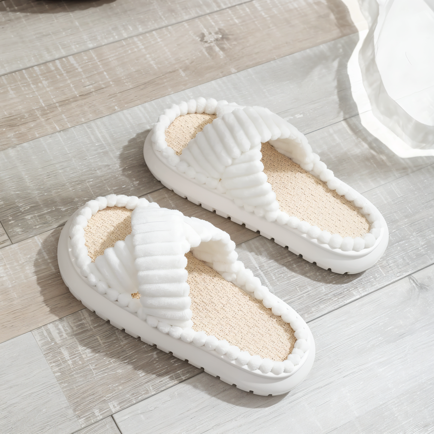 Cozy Fleece Lined Slippers with Cross Strap