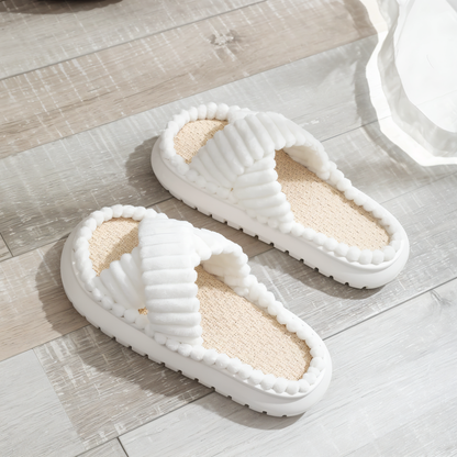 Cozy Fleece Lined Slippers with Cross Strap