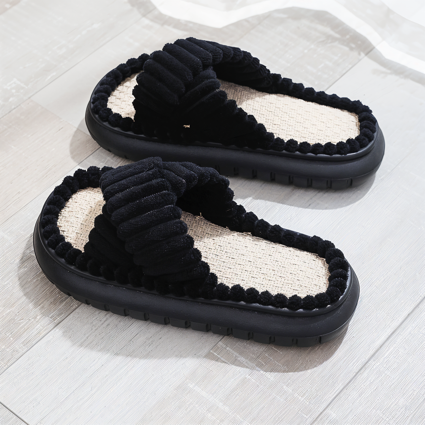 Cozy Fleece Lined Slippers with Cross Strap