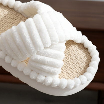 Cozy Fleece Lined Slippers with Cross Strap