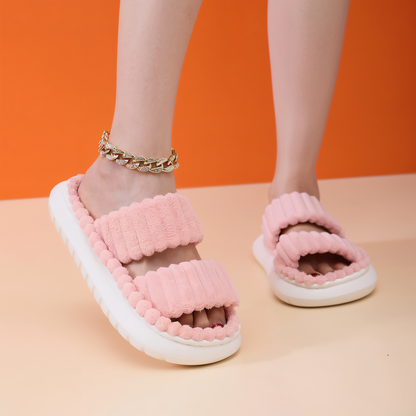 Cozy Fleece Lined Slippers with Cross Strap