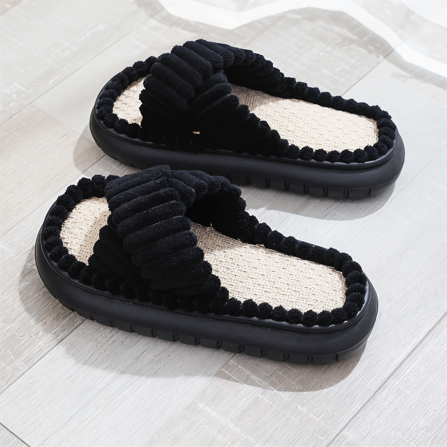 Cozy Fleece Lined Slippers with Cross Strap