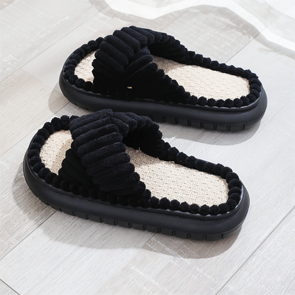Cozy Fleece Lined Slippers with Cross Strap