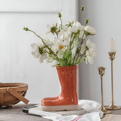 Unique Cowboy Boot Shaped Ceramic Vase