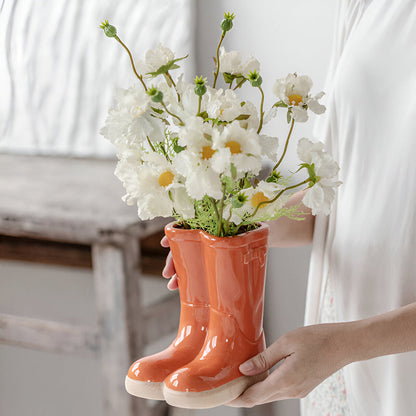 Unique Cowboy Boot Shaped Ceramic Vase