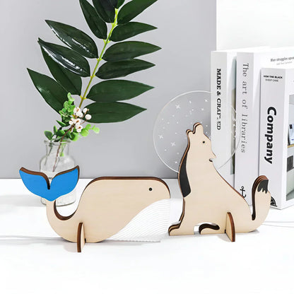 Rustic Wood Animal Desk Lamp
