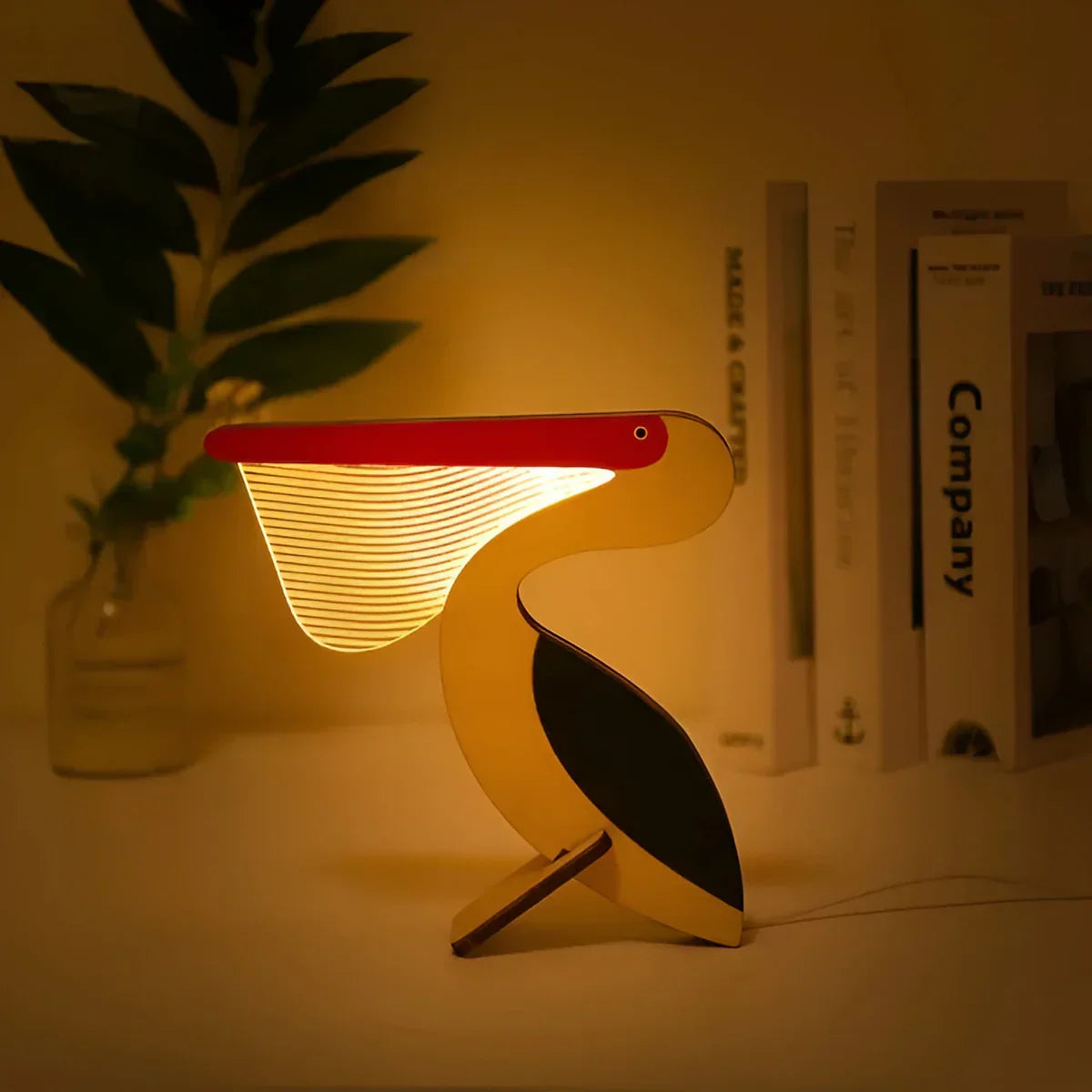 Rustic Wood Animal Print Desk Lamp