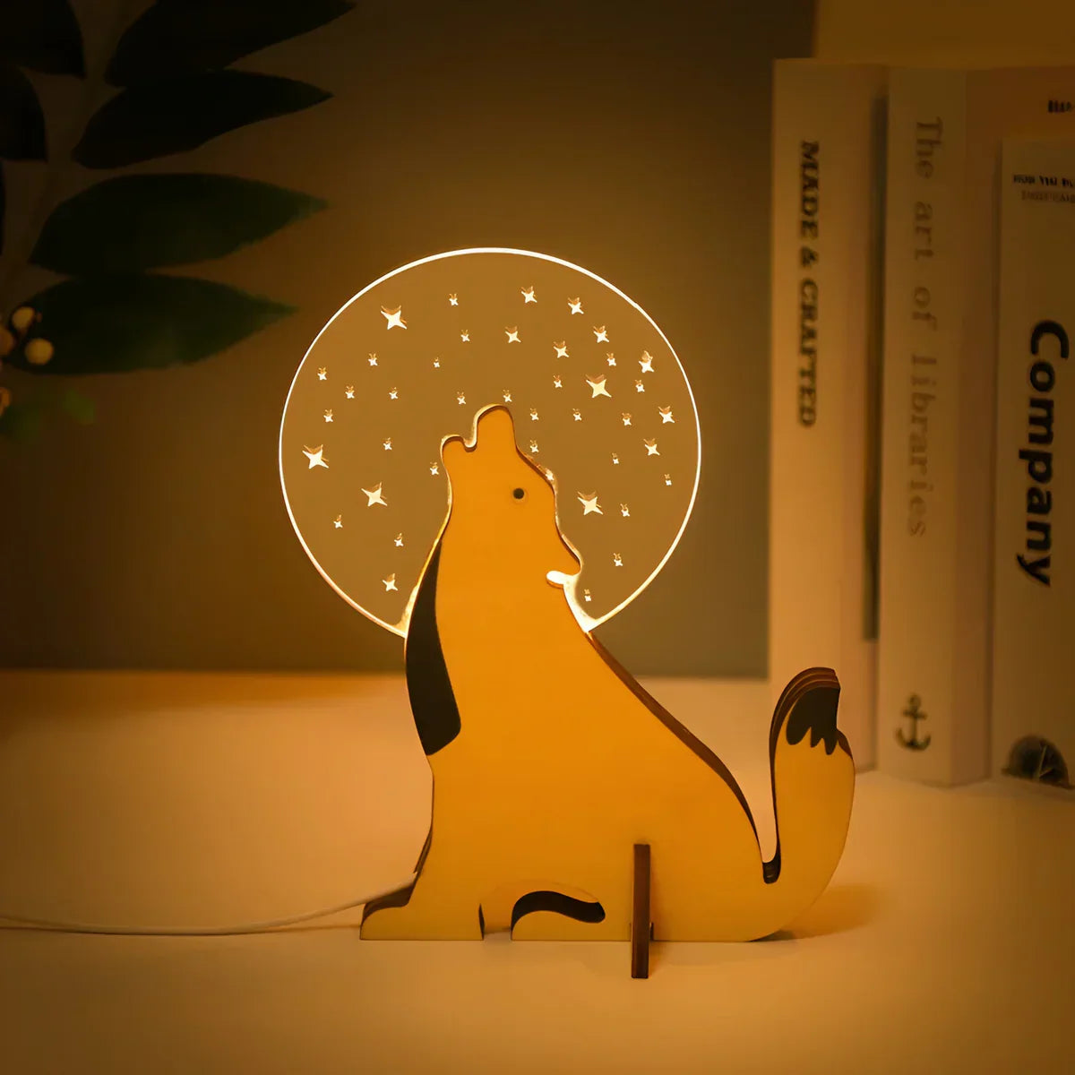 Rustic Wood Animal Print Desk Lamp