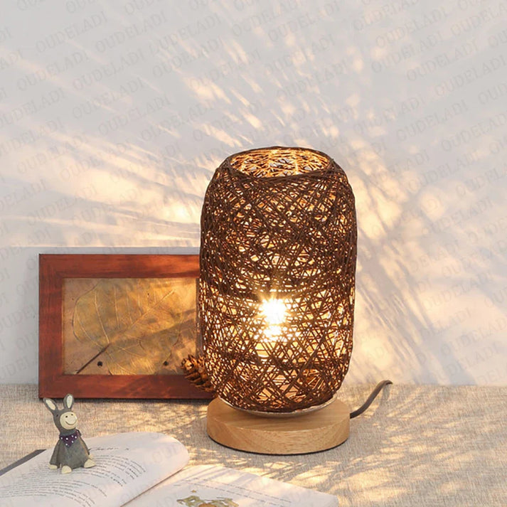 Rustic Wooden LED Table Lamp with Soft Warm Light