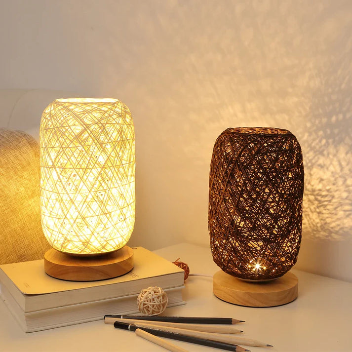 Rustic Wooden LED Table Lamp with Soft Warm Light