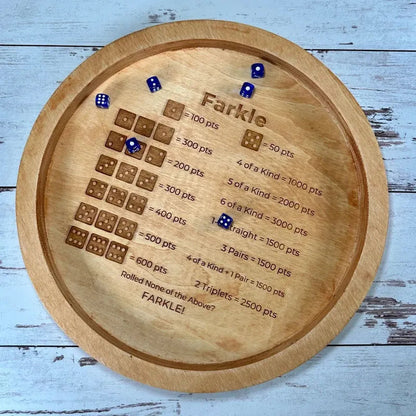 Wooden Farkle Dice Set with Scoreboard for Family Game Night