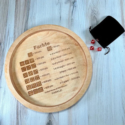 Wooden Farkle Dice Set with Scoreboard for Family Game Night