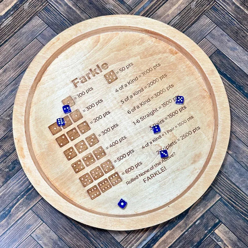 Wooden Farkle Dice Set with Scoreboard for Family Game Night