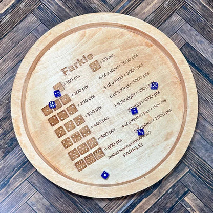 Wooden Farkle Dice Set with Scoreboard for Family Game Night