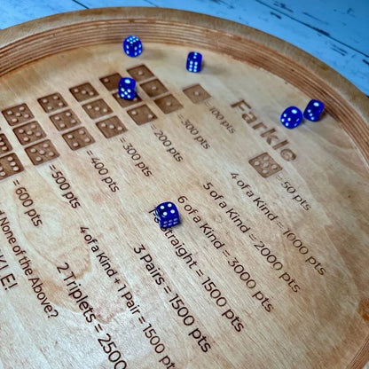 Wooden Farkle Dice Set with Scoreboard for Family Game Night