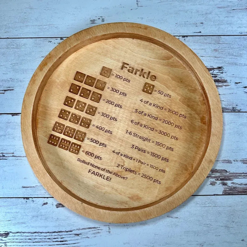Wooden Farkle Dice Set with Scoreboard for Family Game Night