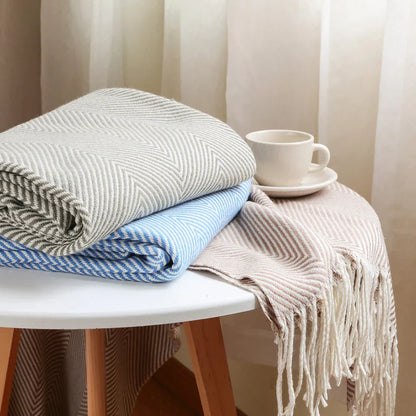 Plush Cotton Tweed Oversized Sofa Throw Blanket