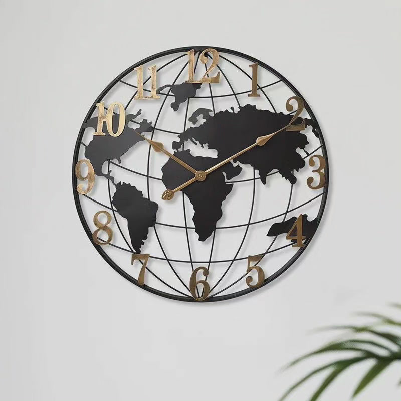 Big 60cm Globe Wall Clock - Stylish Home Timekeeper