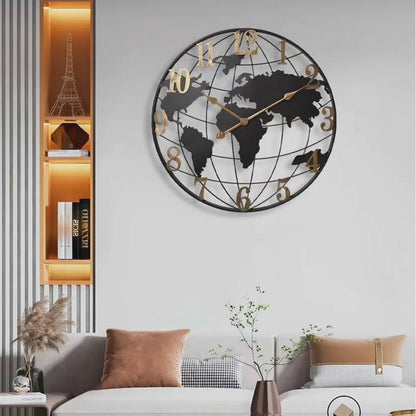 Big 60cm Globe Wall Clock - Stylish Home Timekeeper
