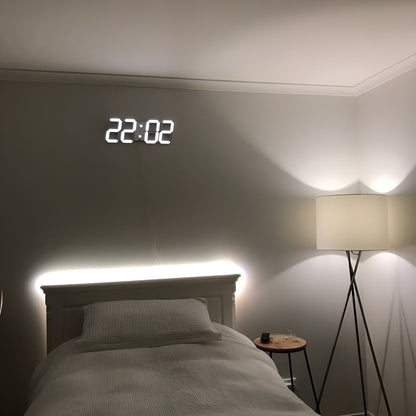 Stylish 3D LED Digital Wall Clock with Temp & Alarm
