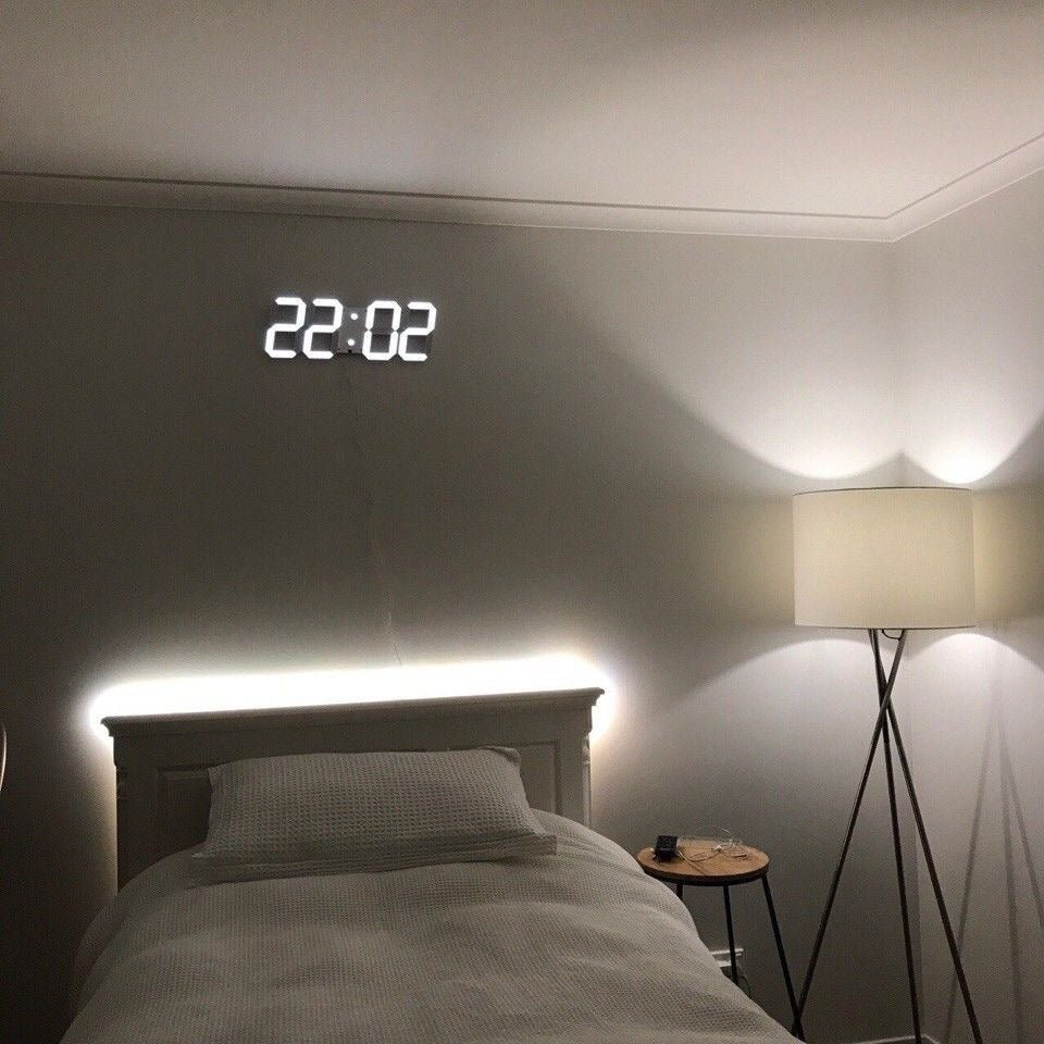 Slim Digital LED Wall Clock with Dimmer Function