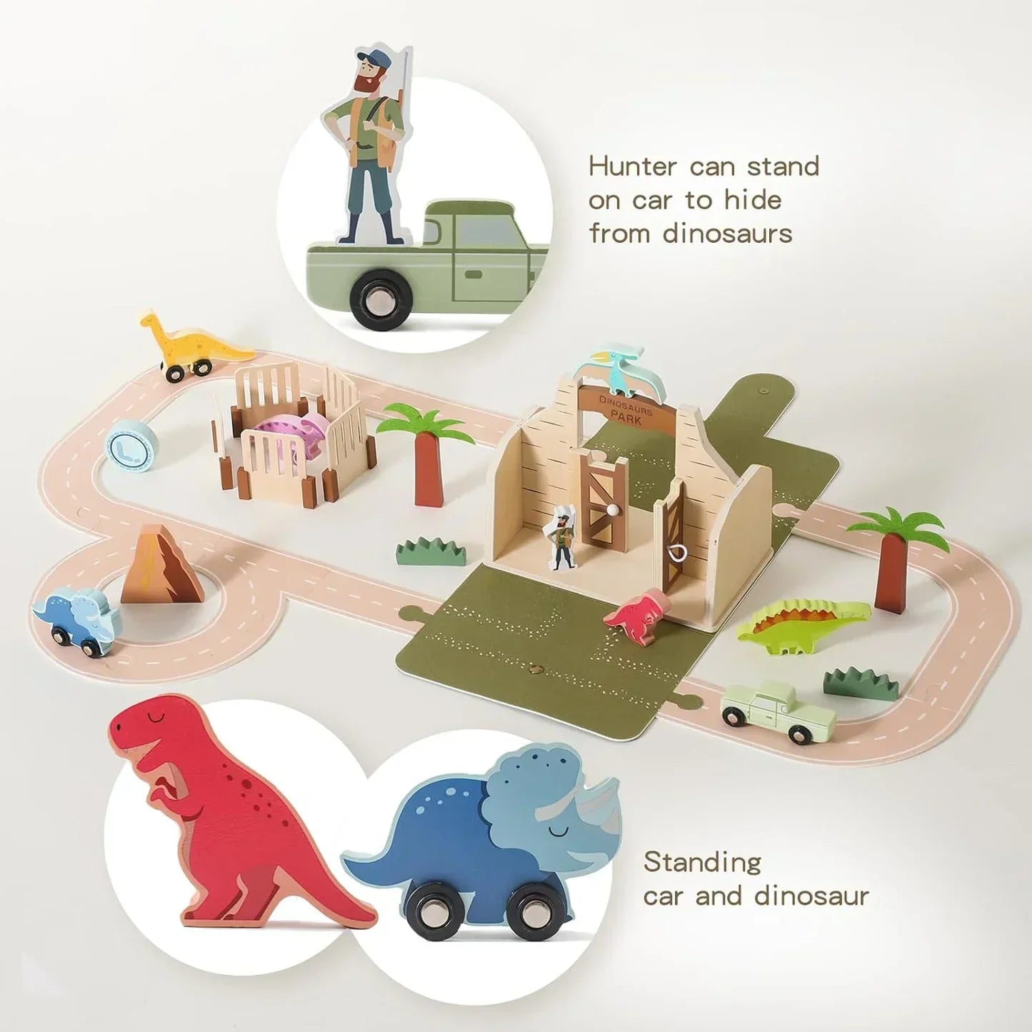 Wooden Dinosaur Adventure Play Set for Children