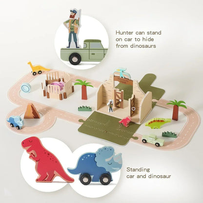 Wooden Dinosaur Adventure Play Set for Children