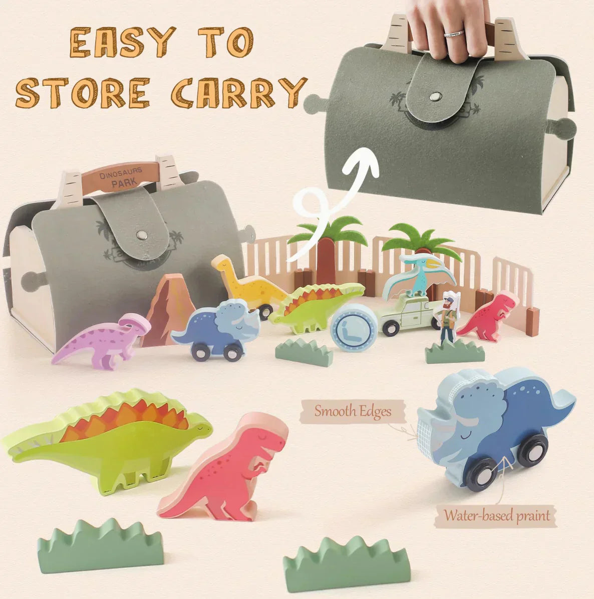 Wooden Dinosaur Adventure Play Set for Children