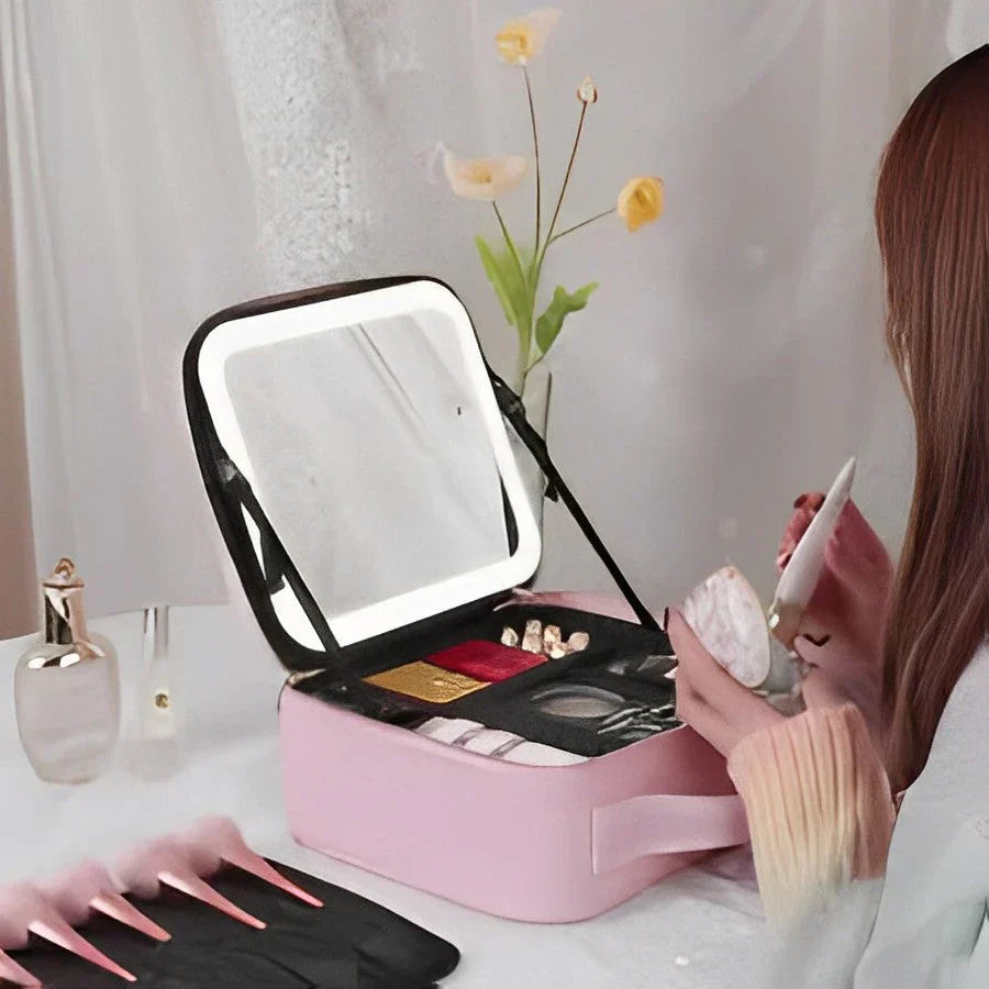 Travel Makeup Bag with Mirror