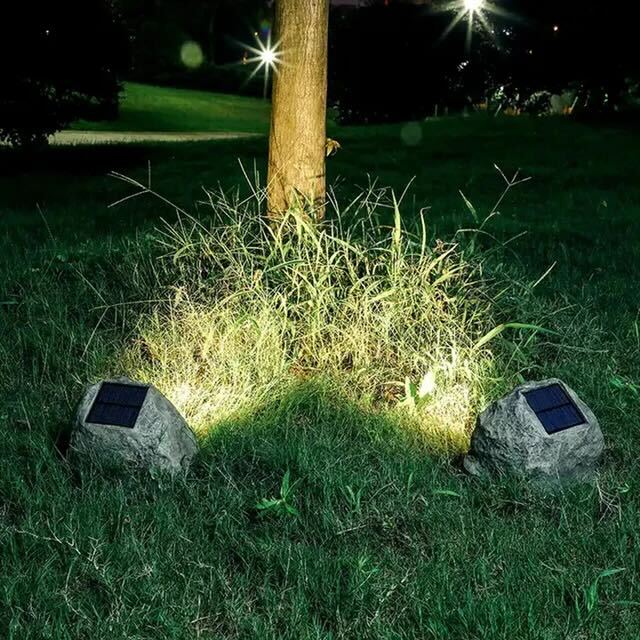 Rustic Solar Garden Lamp LED Weatherproof Stone Effect