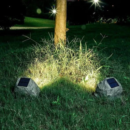 Rustic Solar Garden Lamp LED Weatherproof Stone Effect