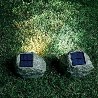 Rustic Solar Garden Lamp LED Weatherproof Stone Effect