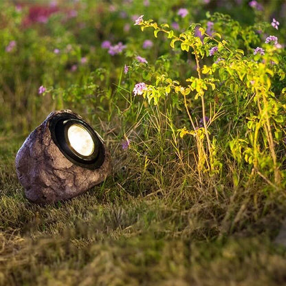 Rustic Solar Garden Lamp LED Weatherproof Stone Effect