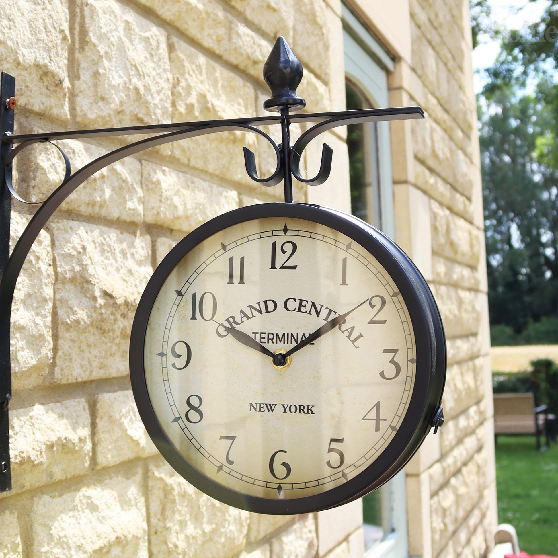 Large Black Double Faced Outdoor Station Clock - Befez